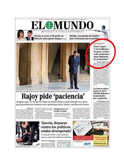 Portada El Mundo 29 abril 2013